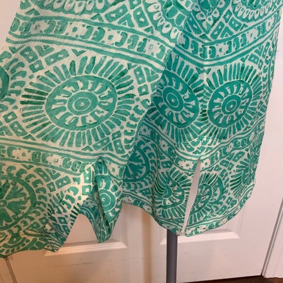 Tory Burch Green Gray Silk Geometric Sequin Tunic Top, Size 8 - Picture 6 of 10